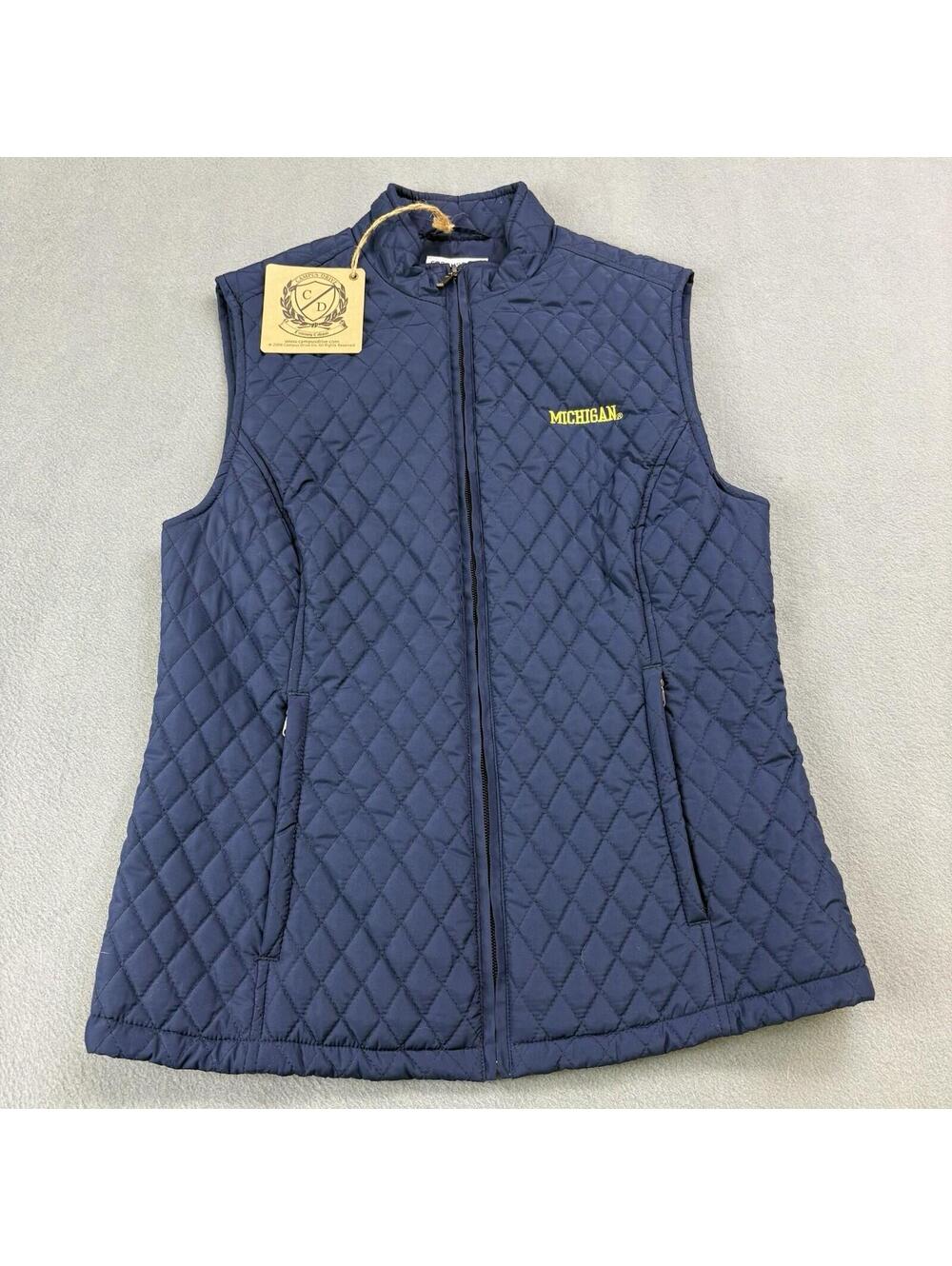 Vintage University Of Michigan Wolverines Vest Womens Size Small Navy Blue